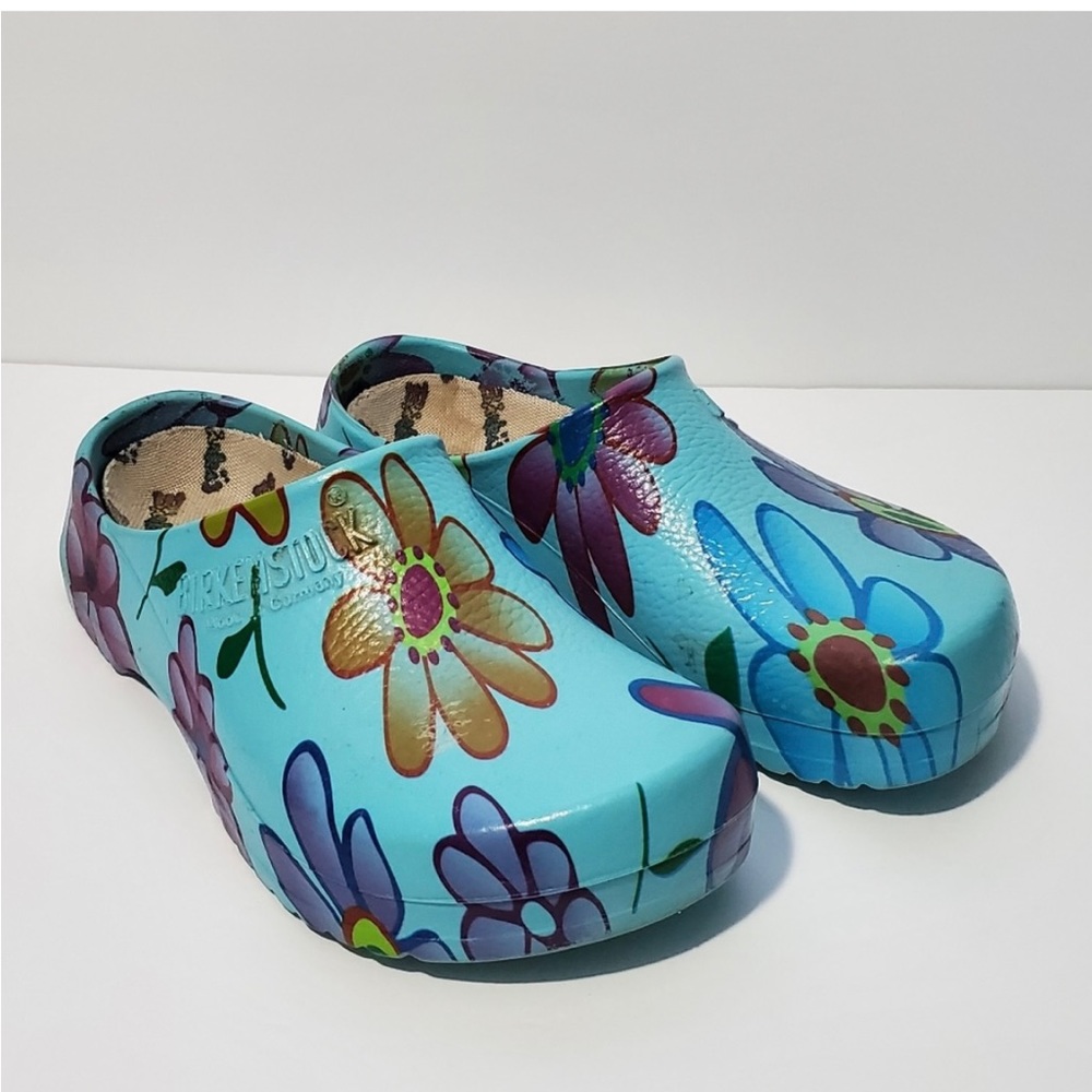Birkenstock Gesch Super Birki Rubber Clogs 8.5 Floral Removable Footbed Flower